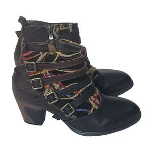 L’Artiste Spring Step Redding EU 38 US 7.5 Boots Leather Boho Yarn Heeled Bootie